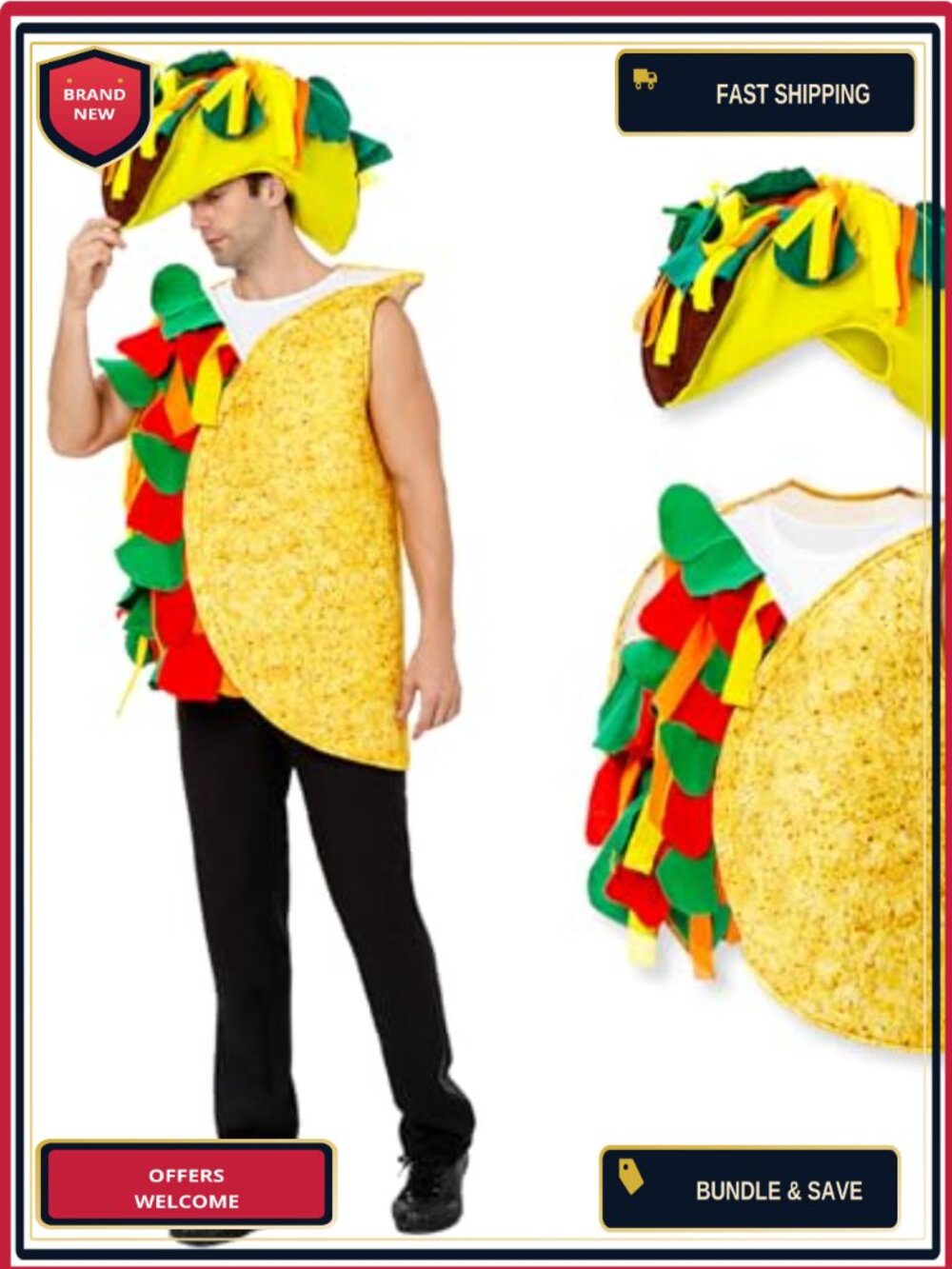 Adult Taco Costume Set Unisex Halloween Party Cosplay Outfit